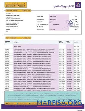 Downloadable Bahrain Islamic bank statement word example